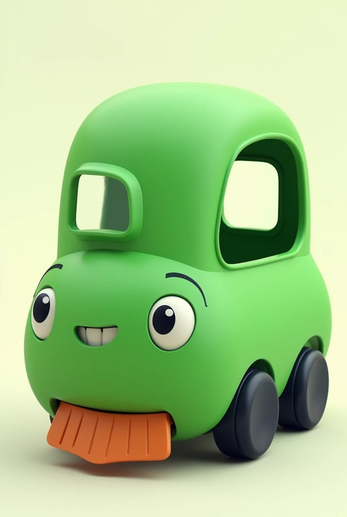 simple green cartoon train with cut out windows