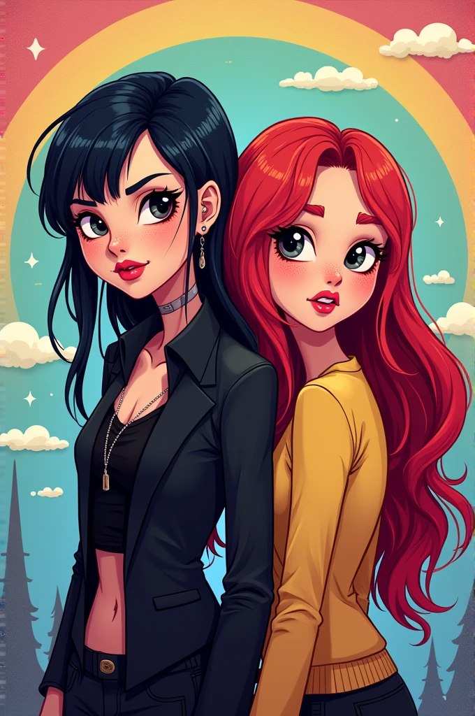 create a cartoon portrait drawing of vanessa and candace flynn