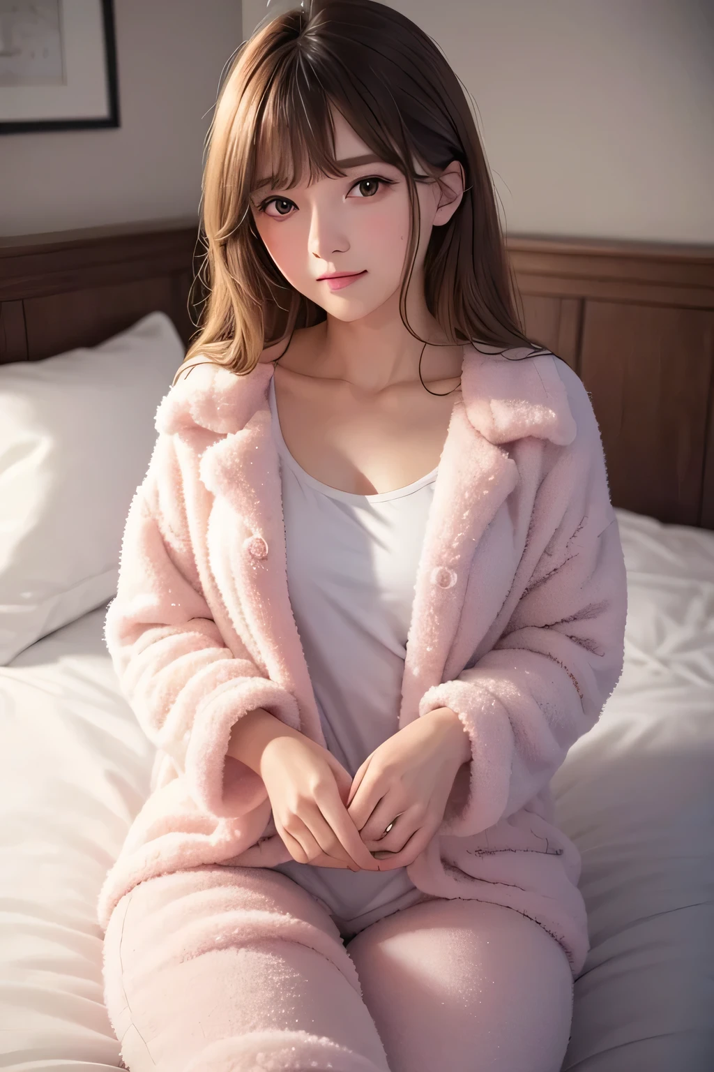 a fluffy soft cozy pajama, extremely detailed, plush, fuzzy, cozy, comfy, relaxing, warm, cozy bedroom, soft lighting, pastel colors, dreamy, calming, high quality, 8k, ultra detailed, photorealistic