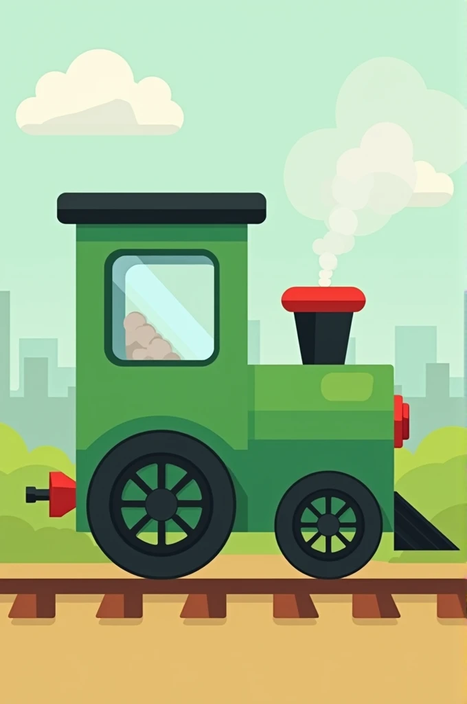 simple green cartoon train with cut out windows