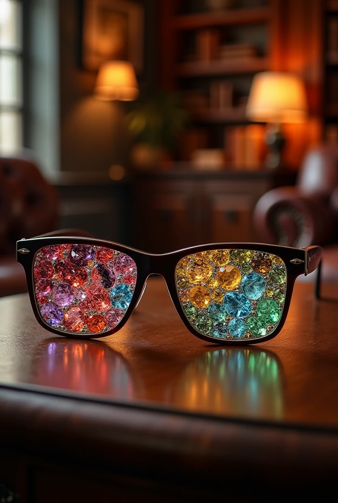 Square glasses with colored stones 
