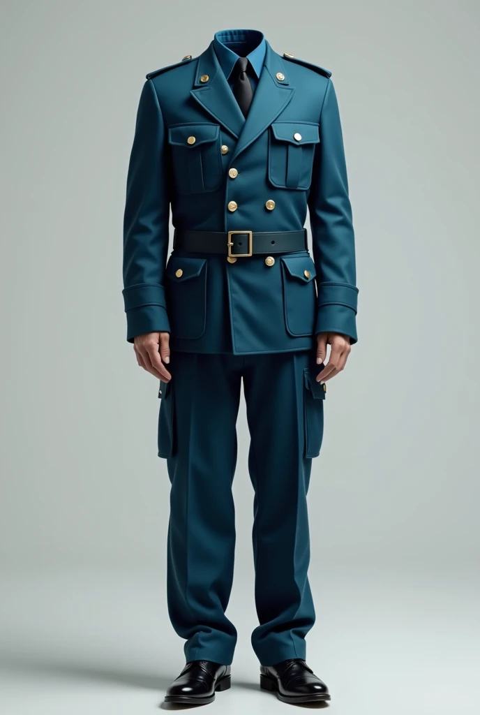 Petrol blue uniform for atheist police, with details and sophistication