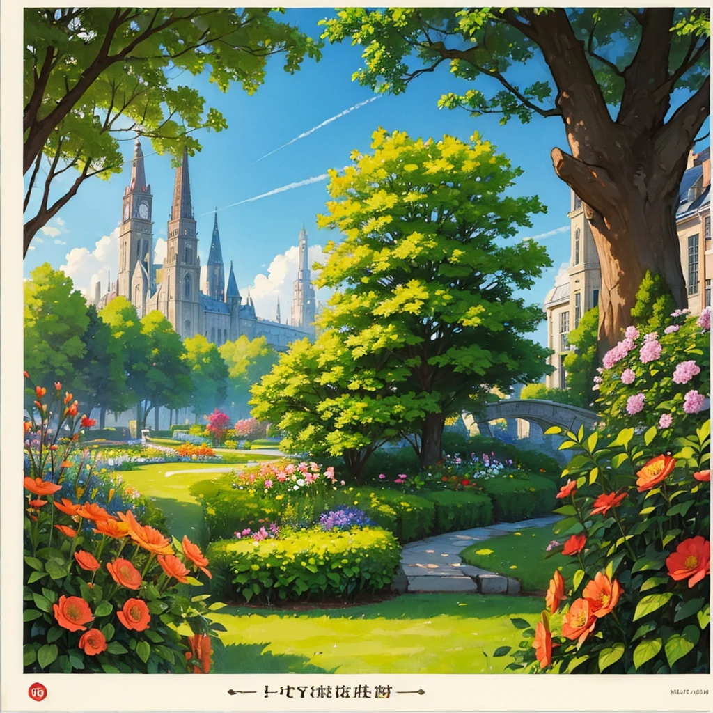 ((((No humans))))、middle ages、Best illustrations、Best Quality、(background、city、garden、flower)
