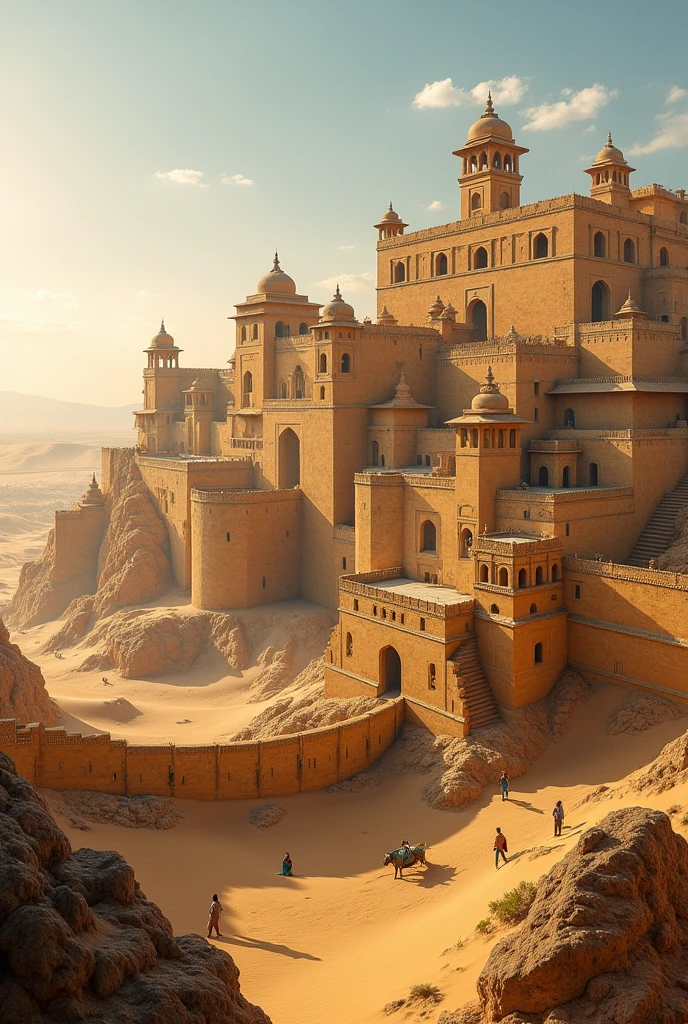 Jaisalmer fort spread over a large area seen from a distance 