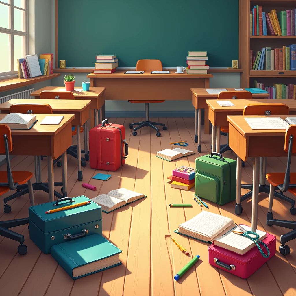 Create a classroom with school supplies such as ( 2 suitcases , book , pencil, blotter , Ruler, highlighter and scissors ) . And this is found in classroom 1.- The pencil is under the table.
2.- El book está en la silla.
3.- The scissors are in the magic box.
4.- La Ruler está en la mesa del profesor.
5.- The highlighter is under the chair.