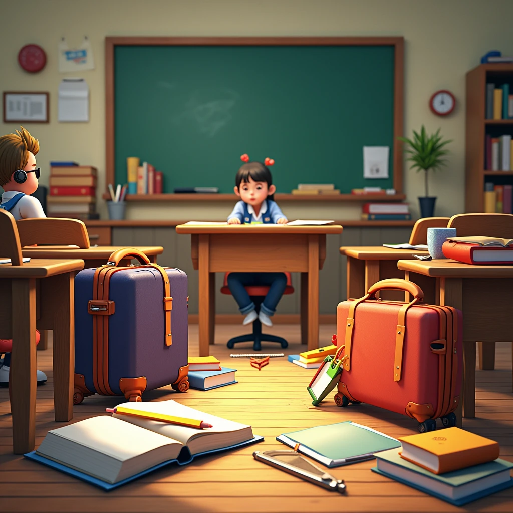Create a classroom with school supplies such as ( 2 suitcases , book , pencil, blotter , Ruler, highlighter and scissors ) . And this is found in classroom 1.- The pencil is under the table.
2.- El book está en la silla.
3.- The scissors are in the magic box.
4.- La Ruler está en la mesa del profesor.
5.- The highlighter is under the chair.