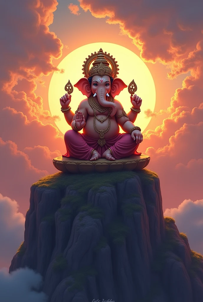 Ganesh is on the mountain at sunrise