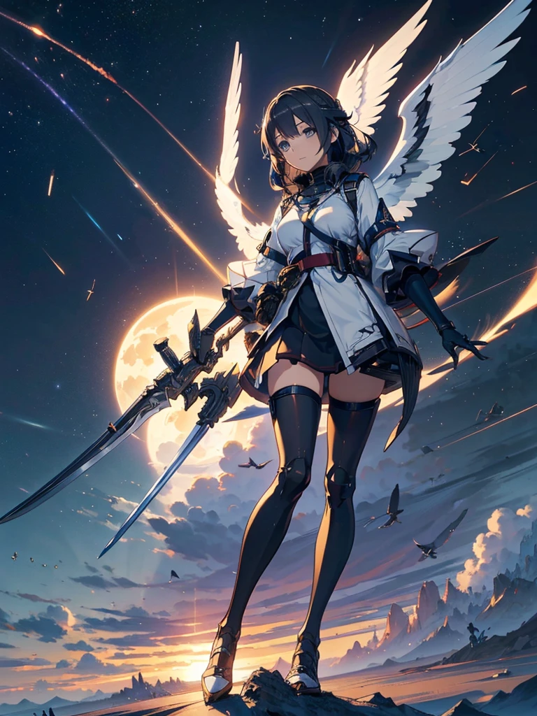 Anime character with wings and sword, from Arknights, anime art wallpaper 4k, anime art wallpaper 4k, guweiz on pixiv artstation, Anime Art Wallpapers 8K, Guweiz on ArtStation Pixiv, Beautiful cyborg angel girl, Arknights, Best anime 4k konachan wallpaper, Angel Knight Girl