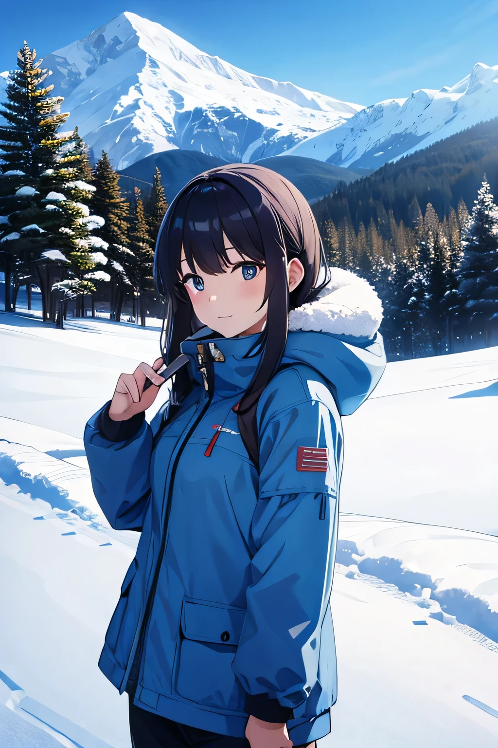 Snow Mountain、Ski resort、A woman in the middle of the slope