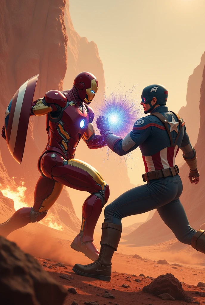 Iron man Fight with Captain America mars background