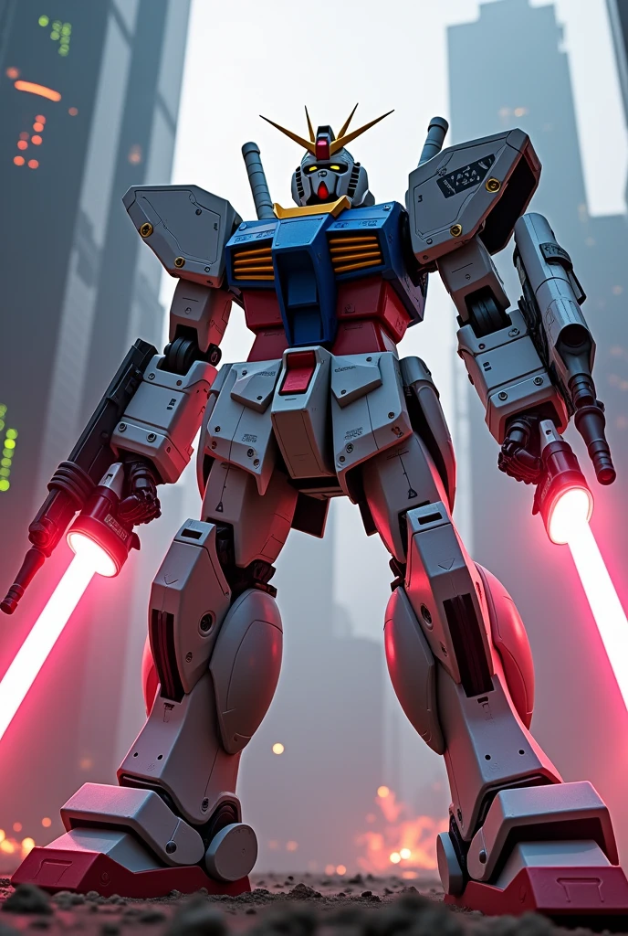 Gundam uses laser beam weapons 