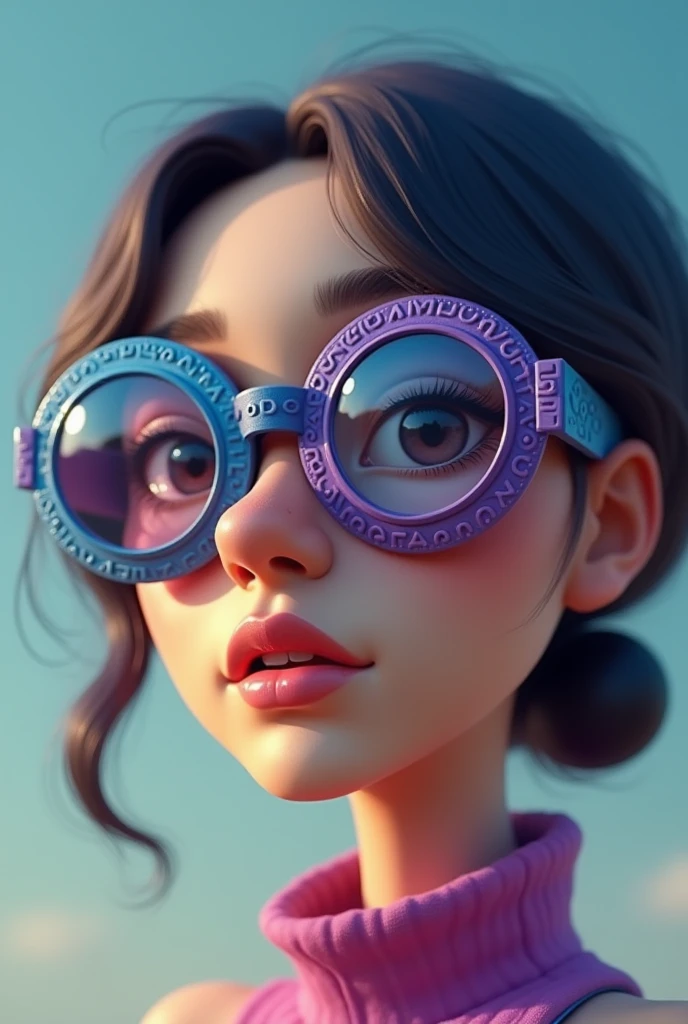 Round blue and purple glasses