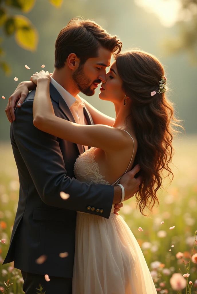 A man kissing a girl 