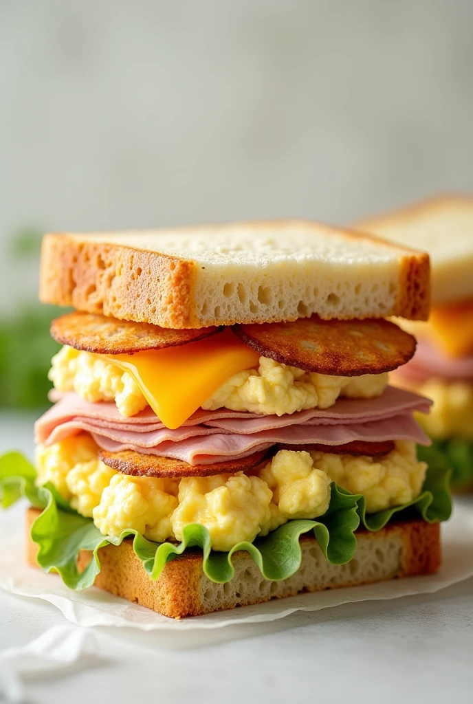 Show me a picture of emthis sandwich
*bread
*Boiled egg and Mayonnaise "mixed" (it should be egg sandwich spread)
*potato
*lettuce
*Ham
*Cheese
*Bread