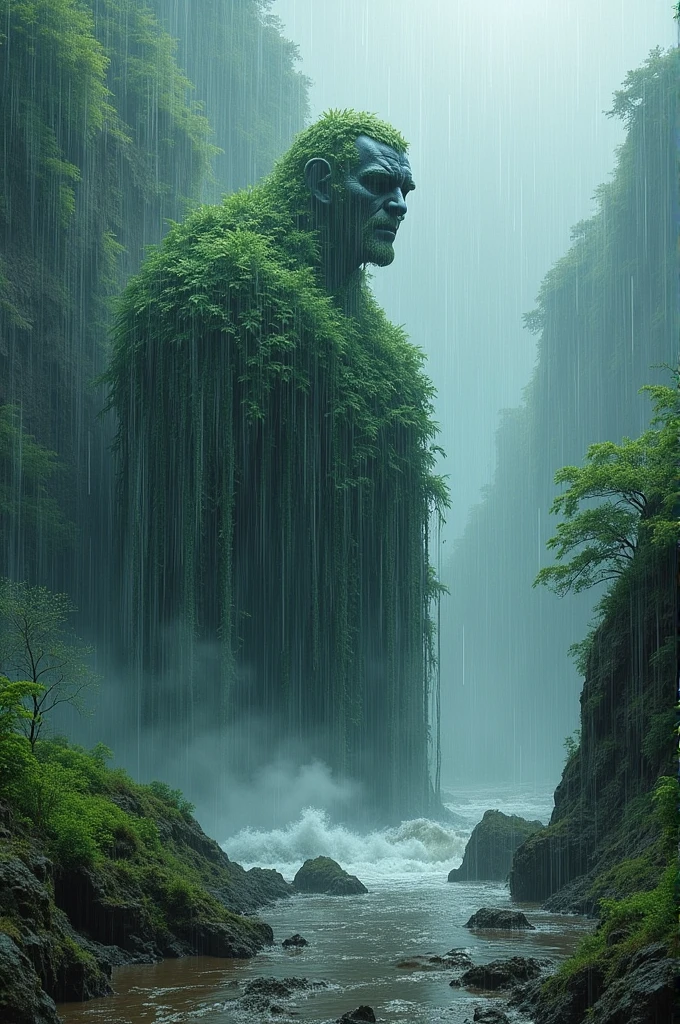 Generate some related images to the topic benefits and destruction of rainfall in one picture 