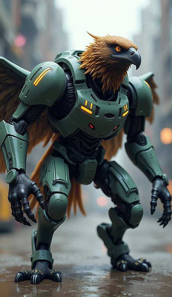 Eagle + tank hybrid angry futuristic costume 