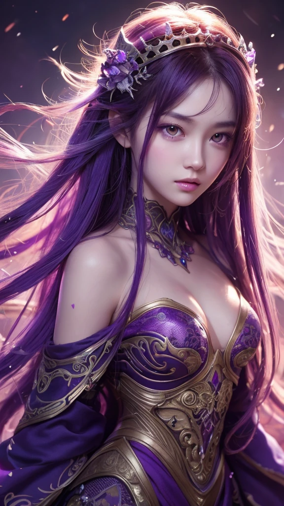 Zerg Queen Beautiful Girl: Ranlinger, 1, Messy Hair, oil, 美しいPerfect Face, Soft Skin、Perfect Face, Add light purple and purple, Add Light Red, Intricate details, Splash screen, 8k resolution, masterpiece, Cute Face, Mysterious Magic Array Background  