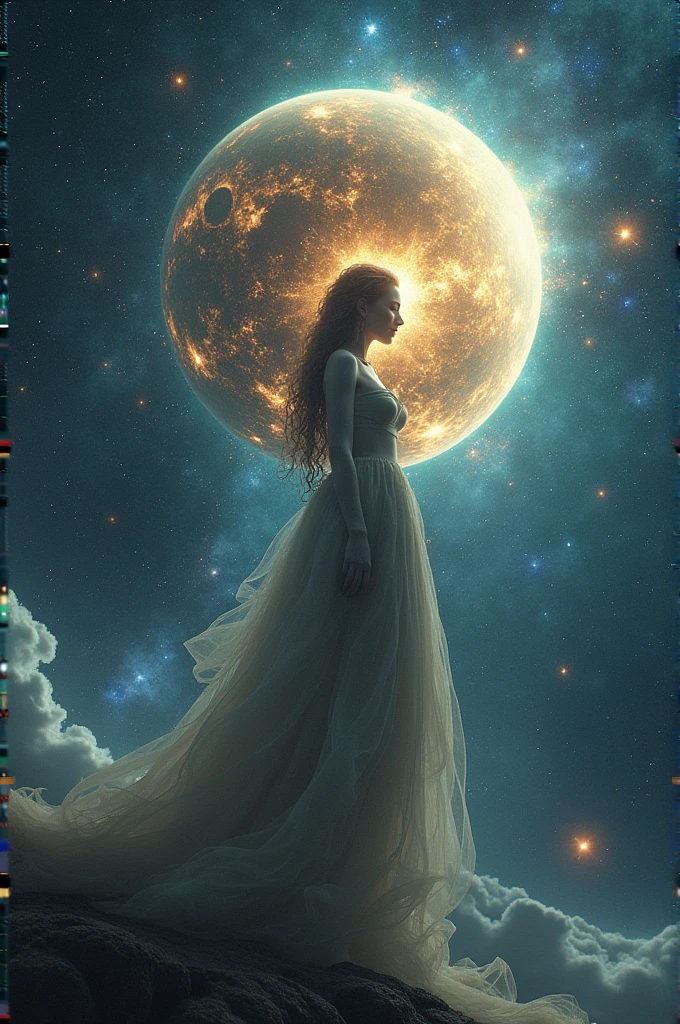 Make galactic girl. And show is eating planet and background is space