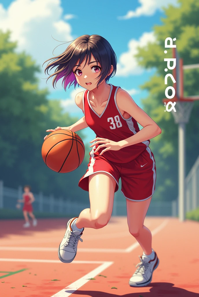 
basketball beautiful girl manga short hair have text Rx8