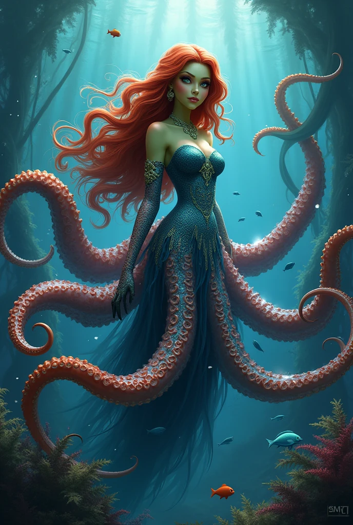 princess fiona from shrek looking like a squid