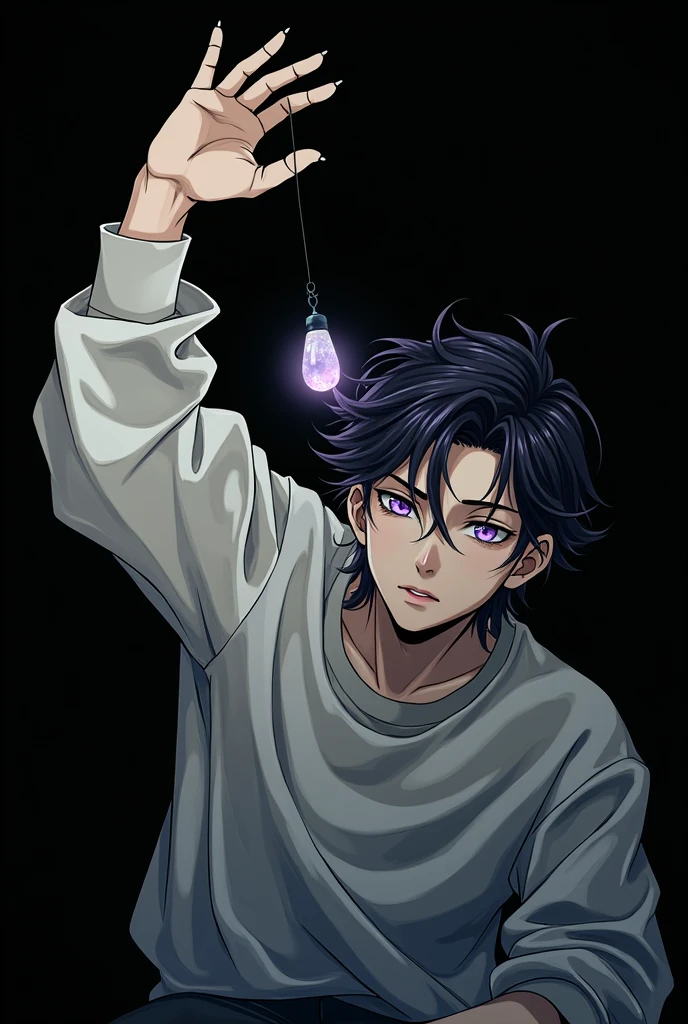 anime style, 16K, a high resolution, Best quality, high quality, super detailing, high detail, accurate, masterpiece, uhd, 1male, ager boy, violet pupils, violet hair,