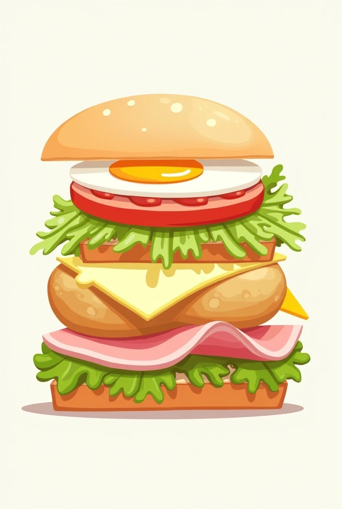 Show me a picture of this sandwich
Ingridients:
1.Bread
2.Boiled egg and Mayonnaise "mixed" (it should be egg sandwich spread)
3.Bake sliced potato
4.Lettuce
5.Ham
6.Cheese
7.Bread
Make it a art logo without a name and they all should be together and lined up from 1-7 don't double the ingredients if it doesn't count