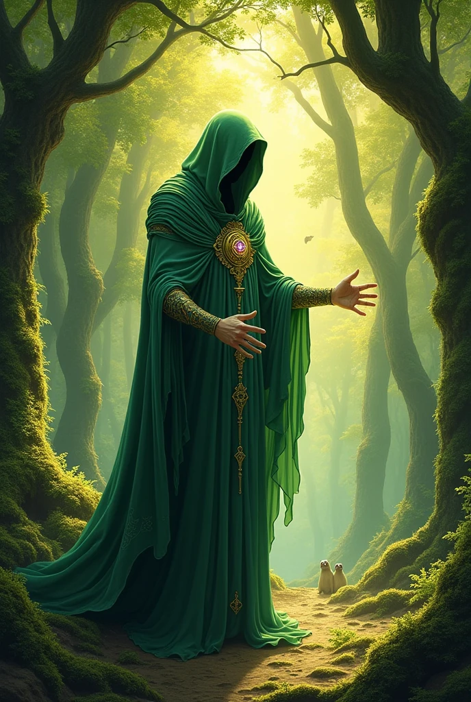 Tarot card The Magician as a mythological being of the forest