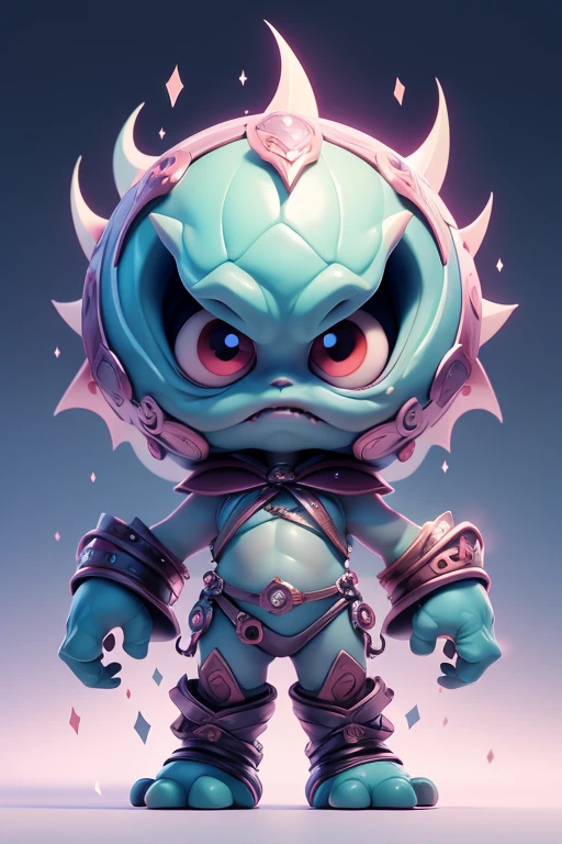 Create a monster image, a small, big-headed, baby monster.. The body is transparent and can be seen through. The image is sharp and detailed., with beautiful colors.. With arms, leg, eyes, mouth, พื้นหลังสีlegว