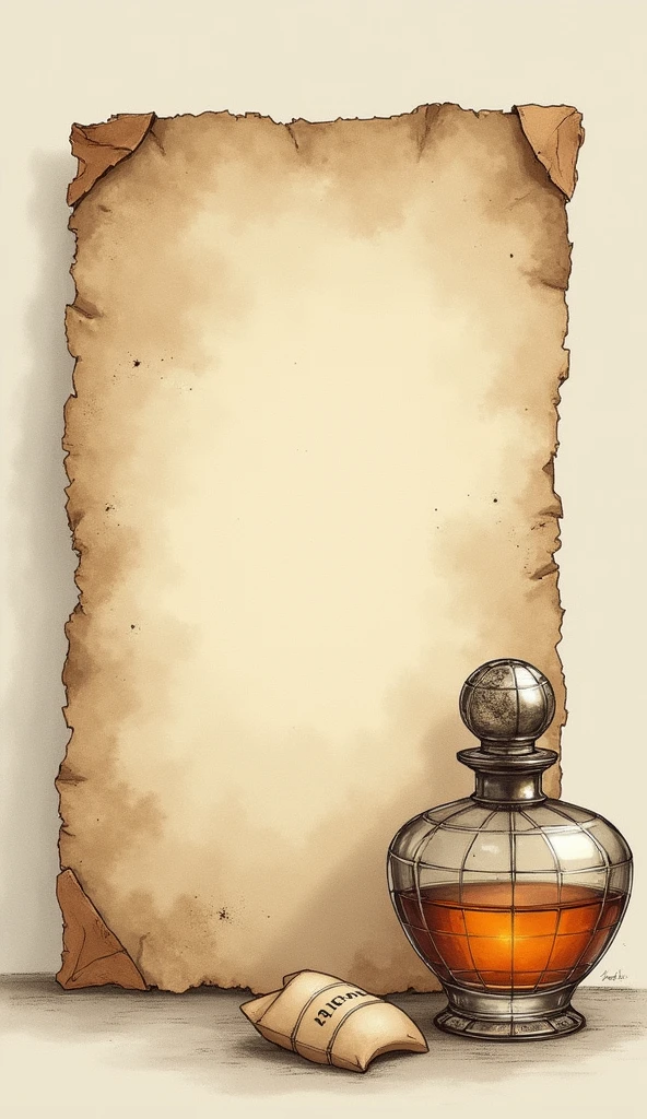  Old letter and perfume bottle illustration