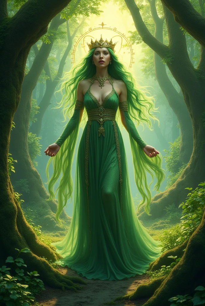 Tarot card The Empress as a mythological being of the forest