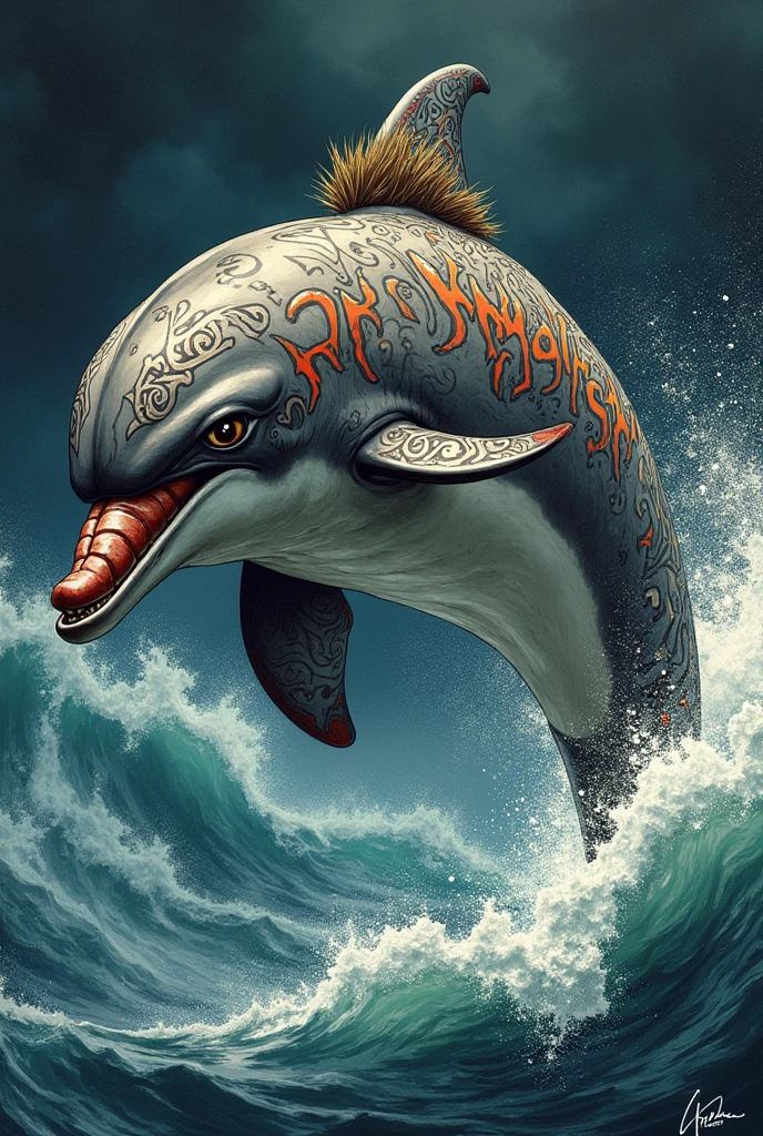 A drawing of a cholo dolphin