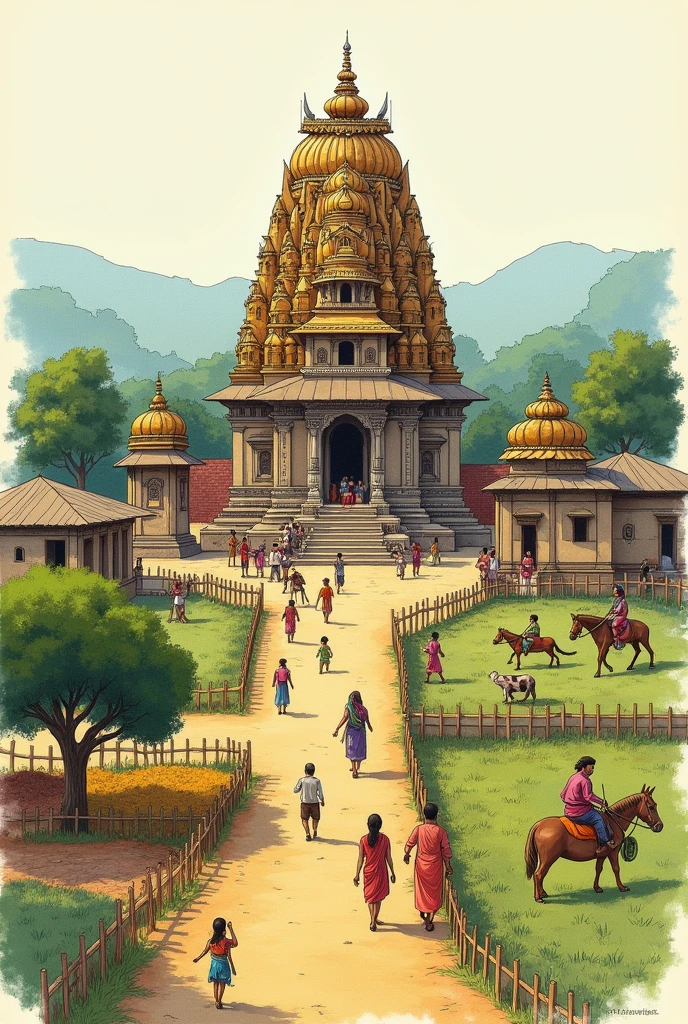 Memory map sketch drawing ideas for village
Sketch temple of india and show village life of northern India and add show farmers
activities show a school