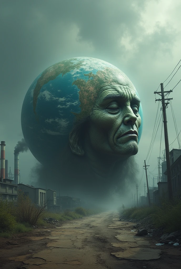 sad earth due to dirty environment