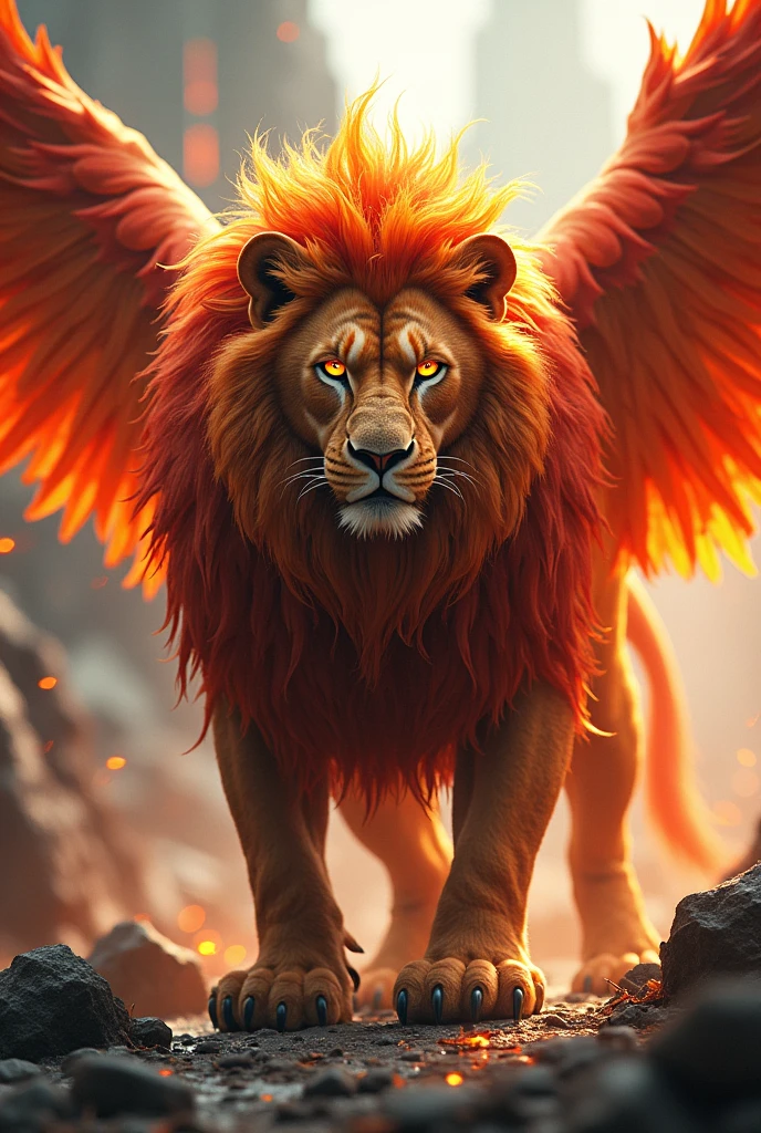 Lion + phionex angry hybrid futuristic 