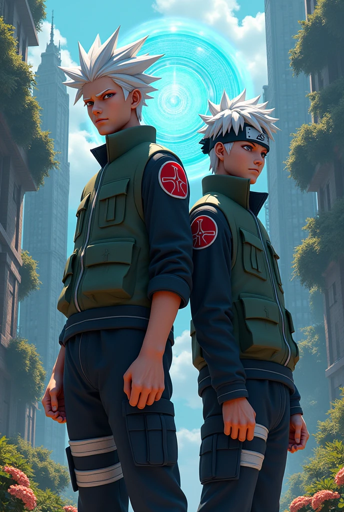 Itadori and Kakashi wallpaper in 3D style