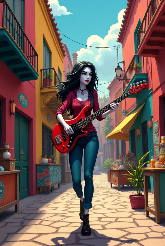 Marceline on the streets of a neighborhood in Mexico for wallpaper