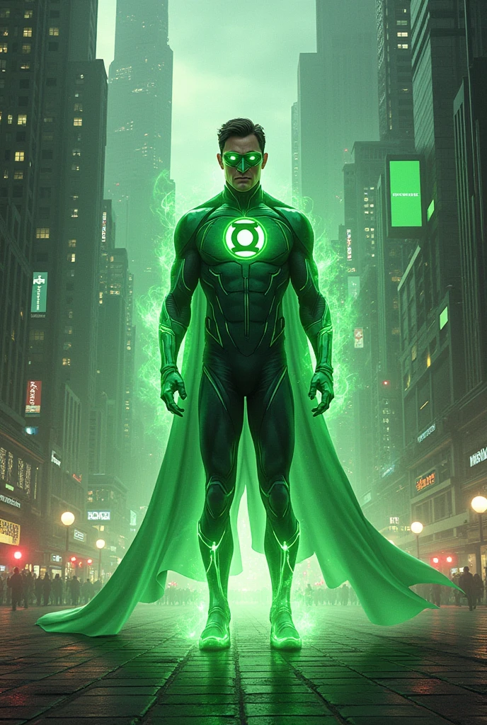 Emerson lands in a city known for its high technology and great heroic activity, where he is quickly detected by a member of the Green Lantern Corps.. hal jordan, the green lantern, notices the arrival of a new energetic force and heads to investigate.