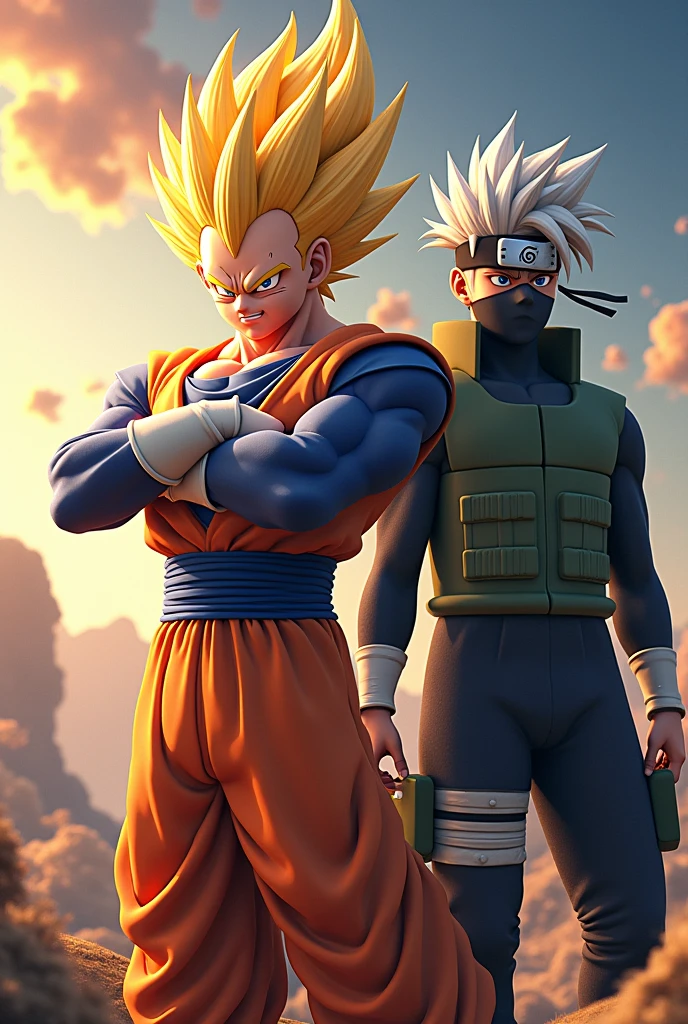 Vegetta ssj4 and kakashi wallpaper in 3D style