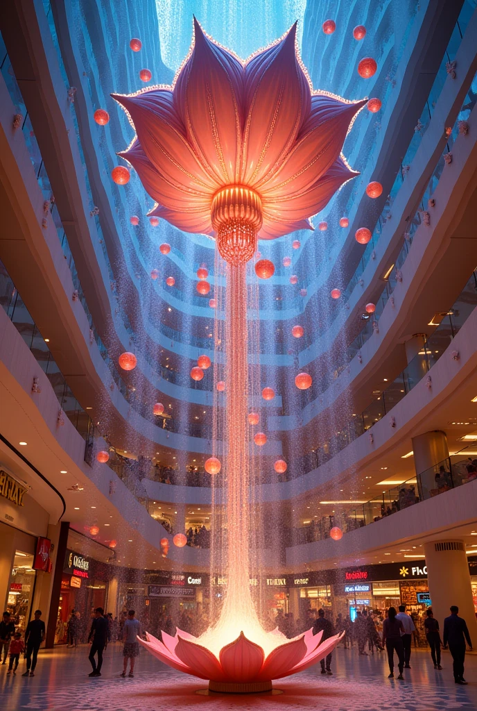 I WANTED TO DO AERIAL DECOR IN THE CENTRAL ATRIUM OF A MALL WITH Kinetic Balls and a gaint lotus as a center piece for Diwali in India. As in There will be no on ground setup and the lotus will hanging with Kinetic balls upside down.