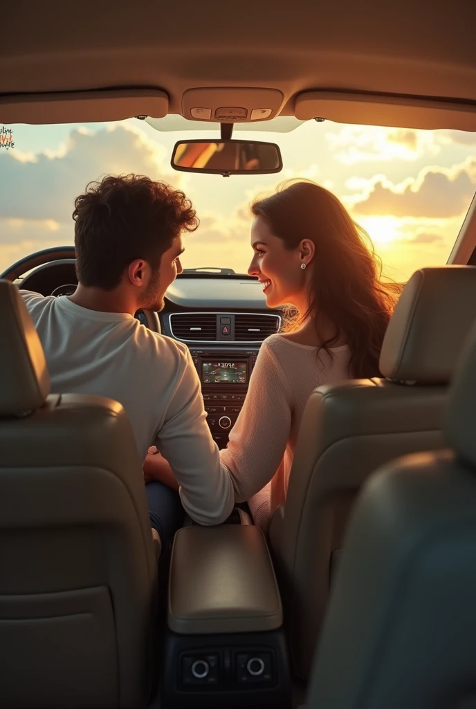 A married couple inside a car 