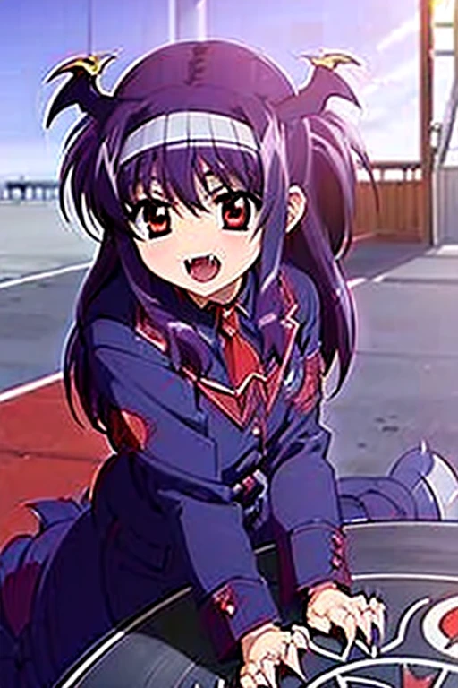 (((Vampire, sharp fangs, sharp claws, red eyes costume, Suzuka Tsukimura, magic circle)))