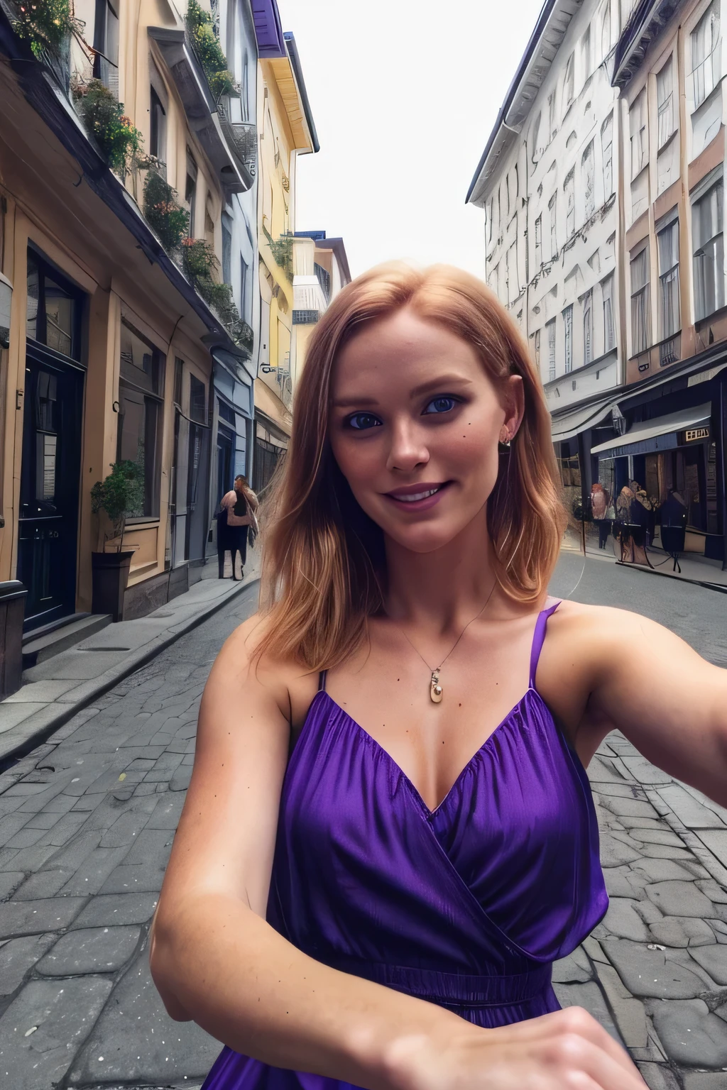 1 Swedish girl, brilliant cell phone camera quality, alone on the beach, Southern Beauty, [Keira Knightley:0.8], dark strawberry blonde ((short)) balck hair, freckles, blue eyes, (Swedish face, Swedish body), dynamic pose, sexly, seductive, smile
