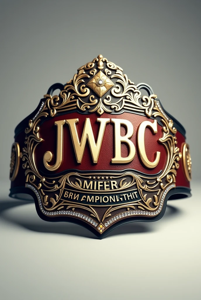 Championship Belt with “JWBC” in the middle and “Super Middleweight Championship” underneath it in smaller lettering 