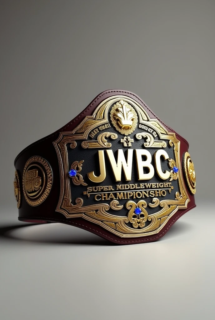 Championship Belt with “JWBC” in the middle and “Super Middleweight Championship” underneath it in smaller lettering 
