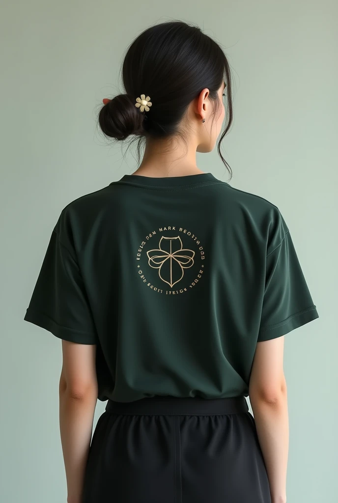 t-shIrt qui me represente a manche normal, qui montre que je suis une personne empathique mais reservee j'aime la solitude mais pas me sentir seule je ne suis pas tres fille mais pas garconne, je suis perfectionniste et j'aime les couleur neutre tel que noir bleu vert, il faudaut rajouter aussi un logo de taille moyenne dans le dos , ou lon peut voir de face et de dos,