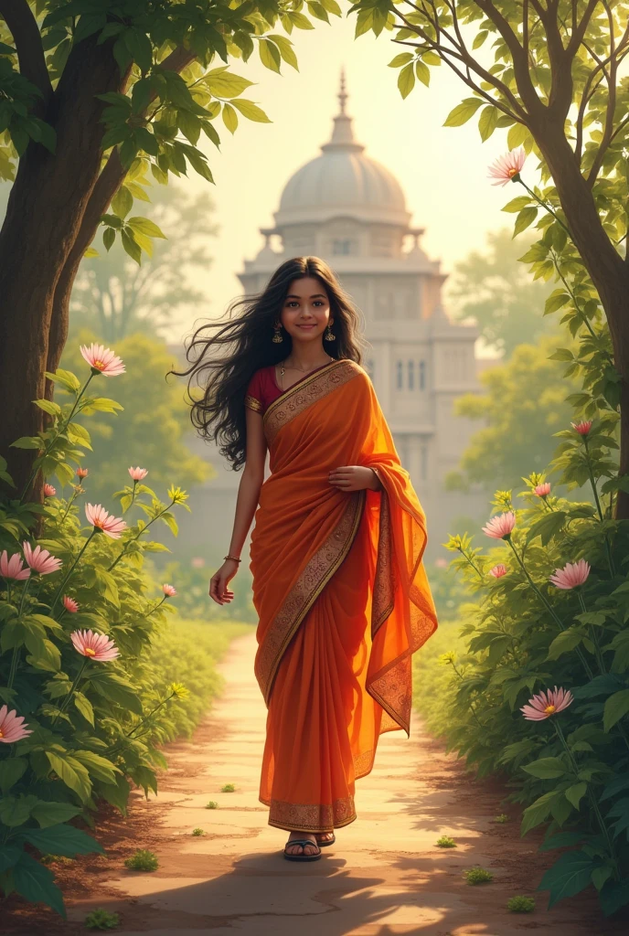 Walking indian girl