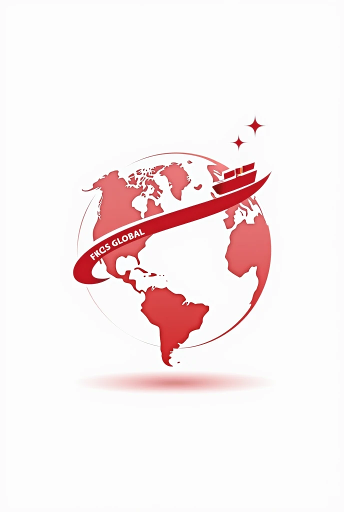 draw me an import export company logo with a container symbol, ship, mũi tên vòng qua Earth, Earth. Name: FMCGS GLOBAL, Main color: red white, professional creative style
