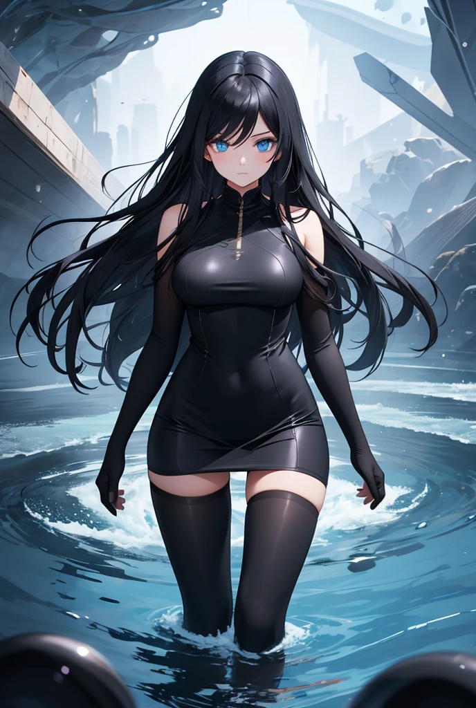 (masterpiece), best quality, expressive eyes, perfect face, embarrassed, shy, cold, wet with sweat, full body view
