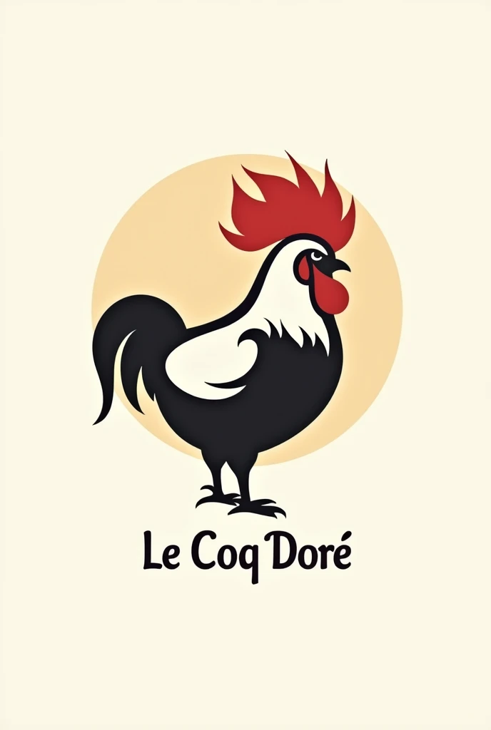 Crée moi un logo food Nom du l’entreprise: le coq doré Slogan: faite de chaque repas une expérience délicieuse a préciser Couleur: blanc, doré, noire, rouge A préciser le nom du logo: le coq doré Fon: Blanc, ???? ou doré