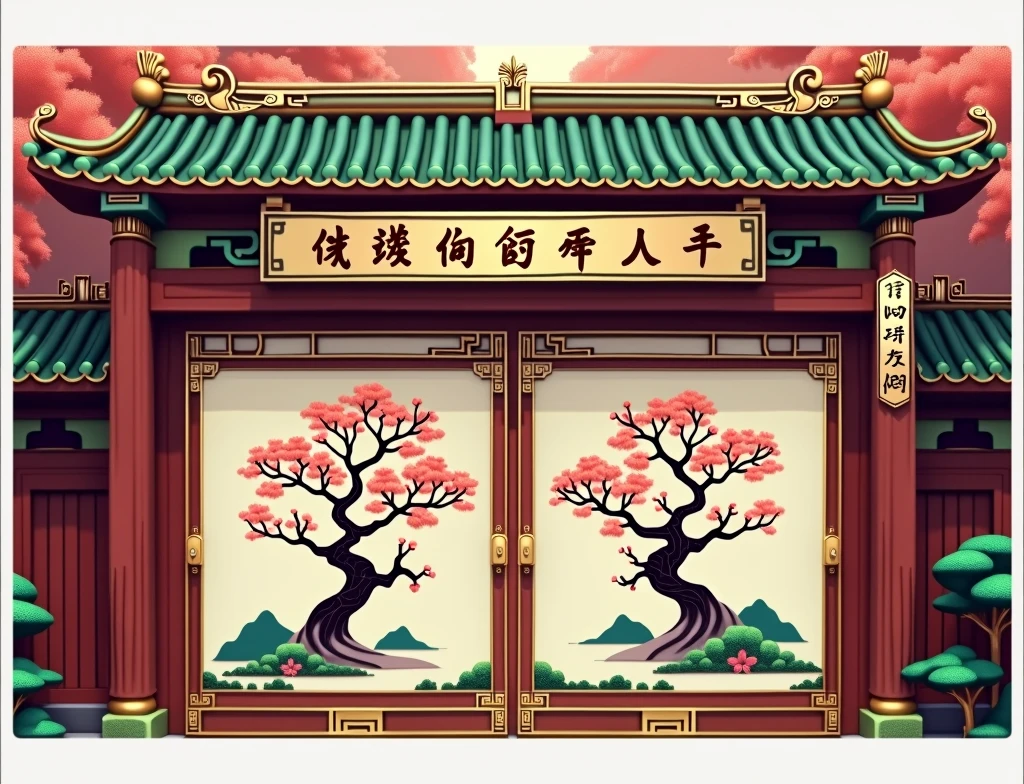 Roof of Chinese building，eaves，Green tiles，Green Chinese palace architecture，